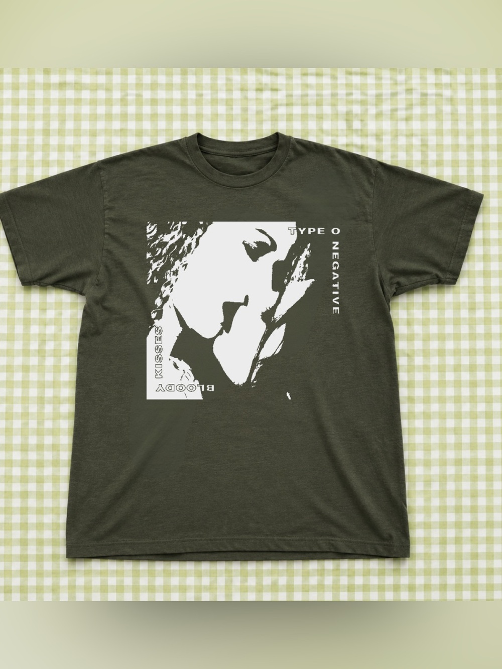 Forest Green Men's Type O Negative Graphic Shirt - Bloody kisses Gift For Fan